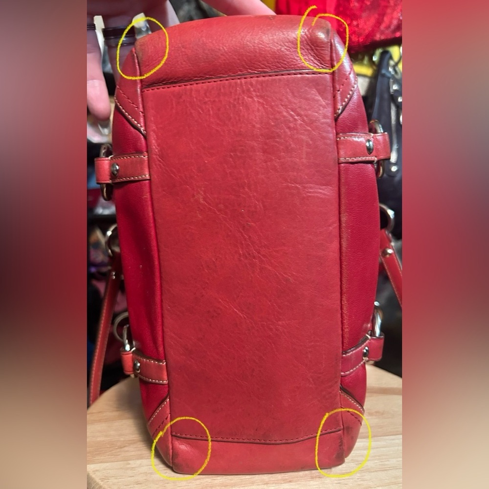 2008 SET Coach Gallery Tote Red Leather w Coach Classic Red Leather Soho Wallet - Picture 7 of 15